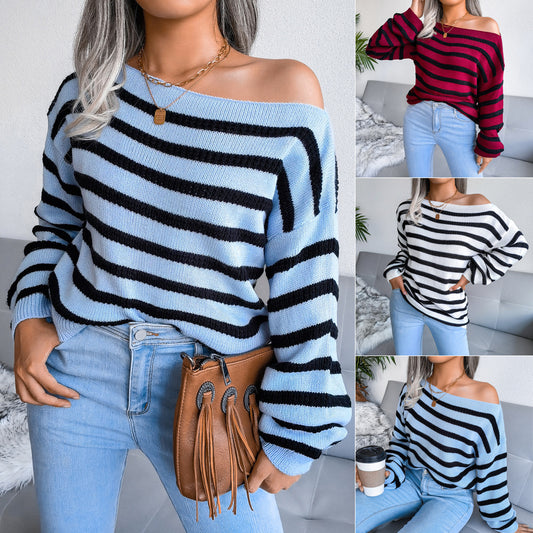 Women's Clearance Casual Loose Striped Knitted Clothing
