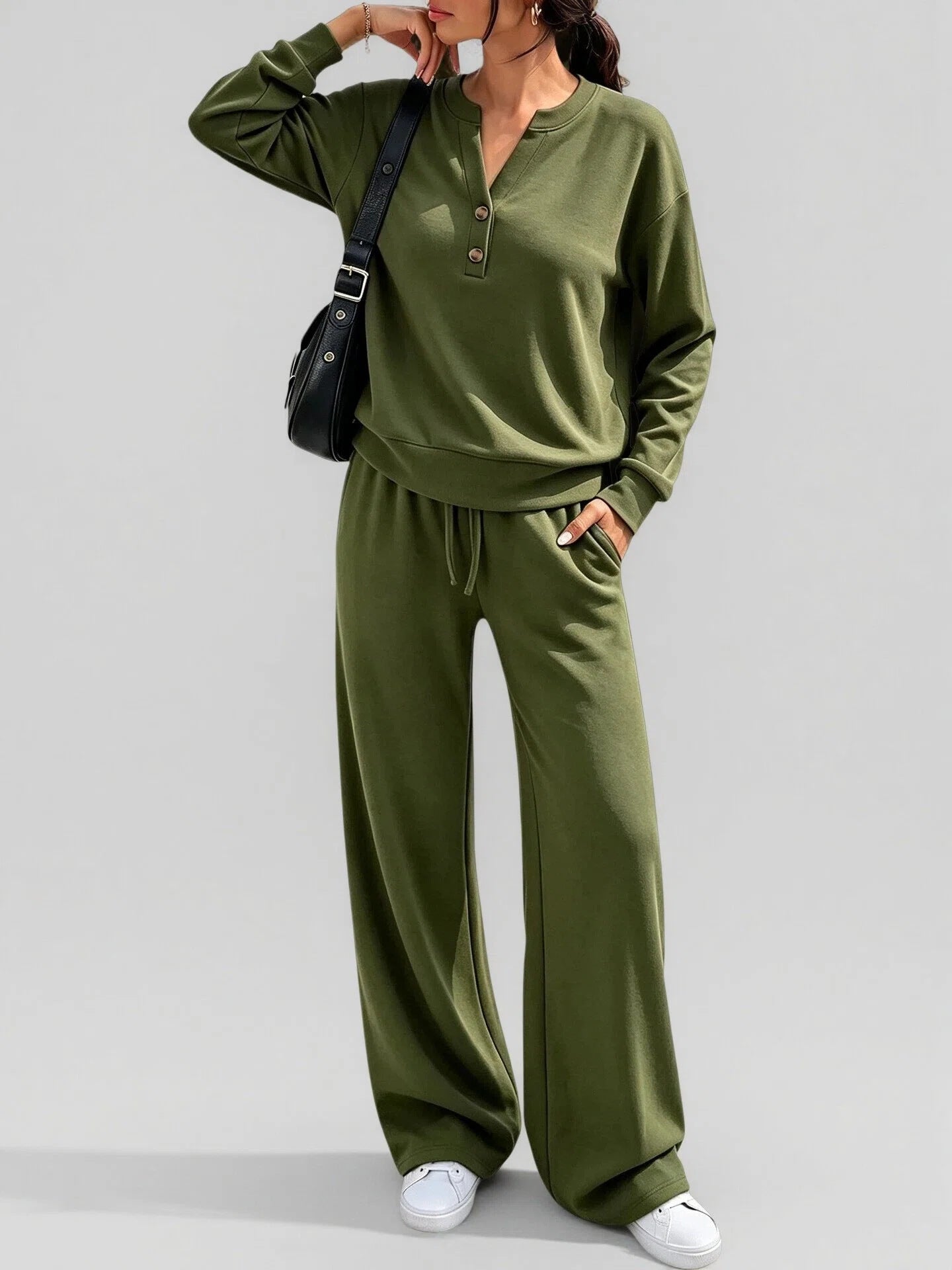 Women's Loose-fitting Long Sleeves Sports Two-piece Fashion Casual Suit