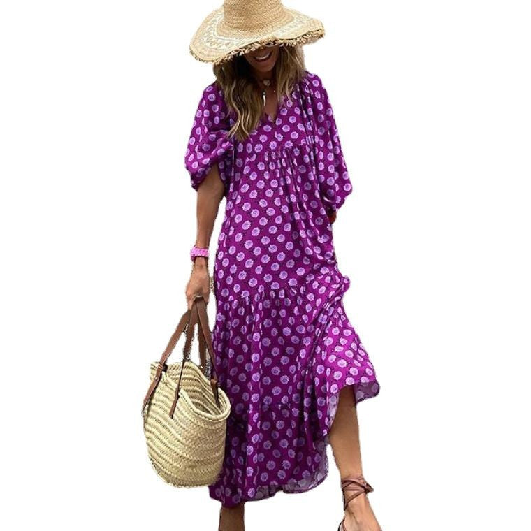 Women's Autumn Geometric Collage Puff Sleeve Street Fried Clothing