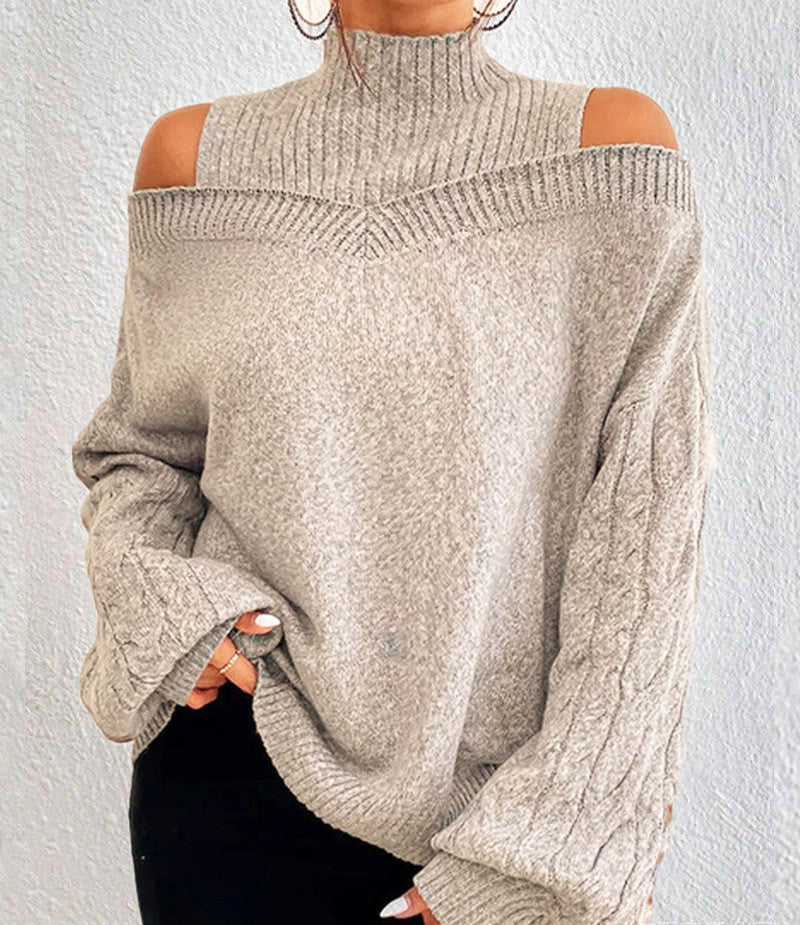 Casual Women's Mock Neck Loose Large Sweater
