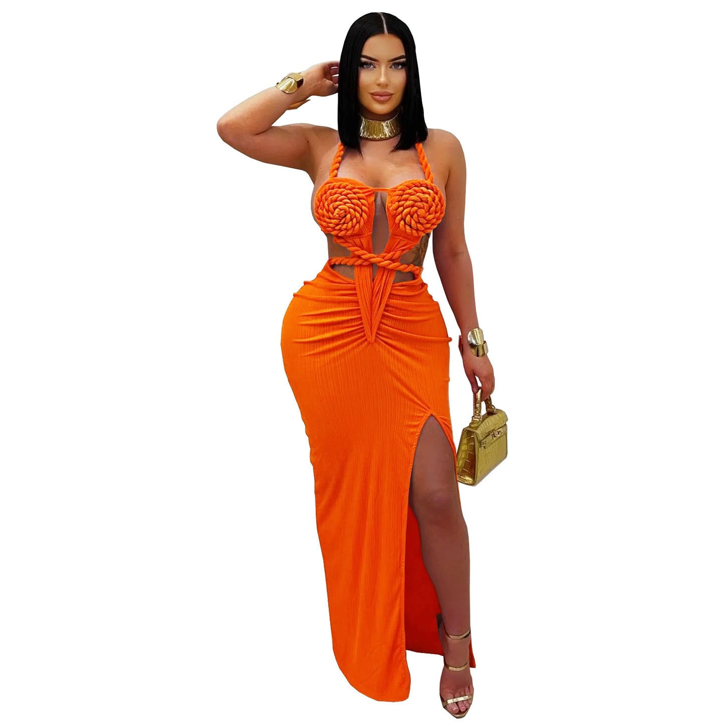Women's Fashion Wear Sexy Knitted Halter Backless Dresses