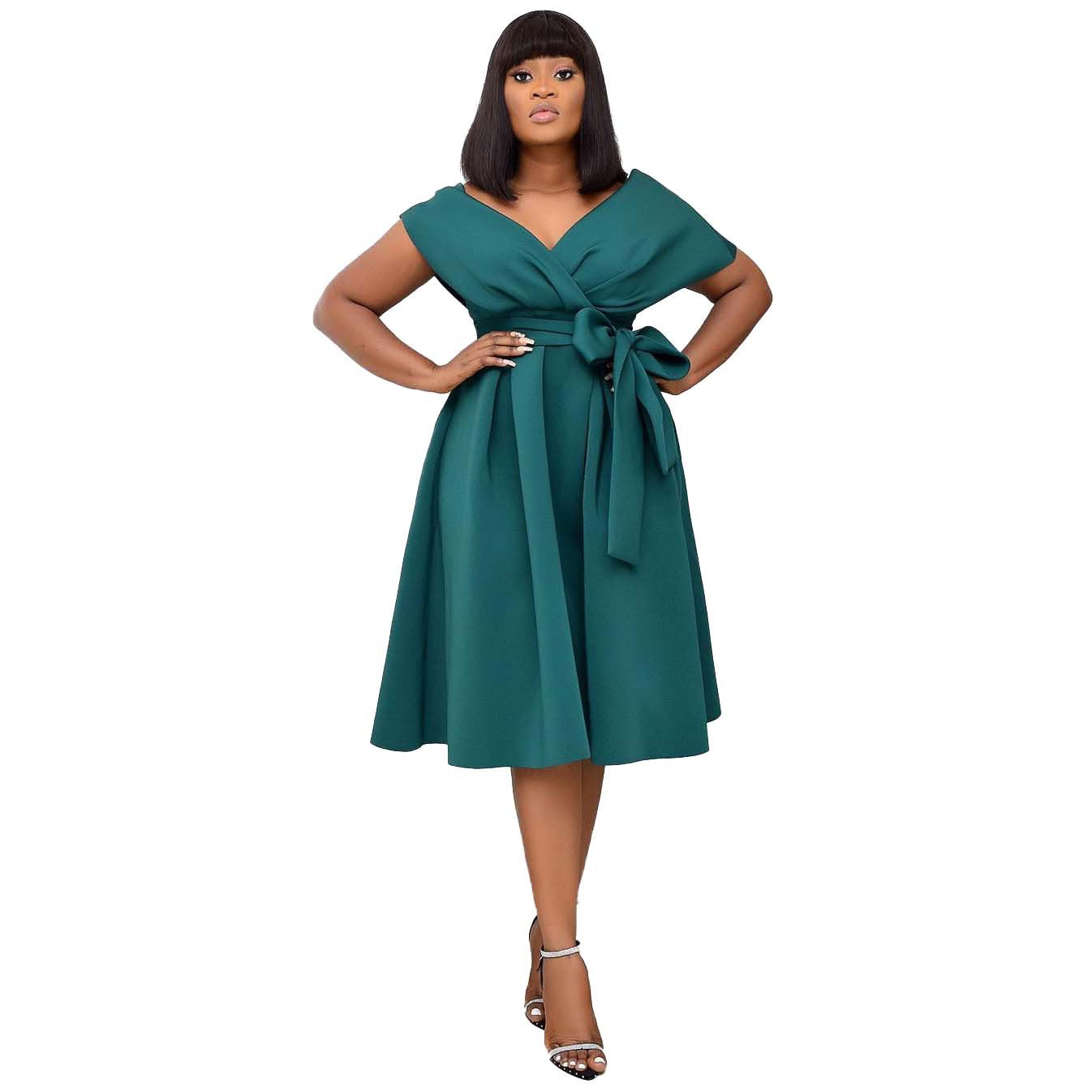 Women's Fashion Solid Color Large Swing Dress Dresses