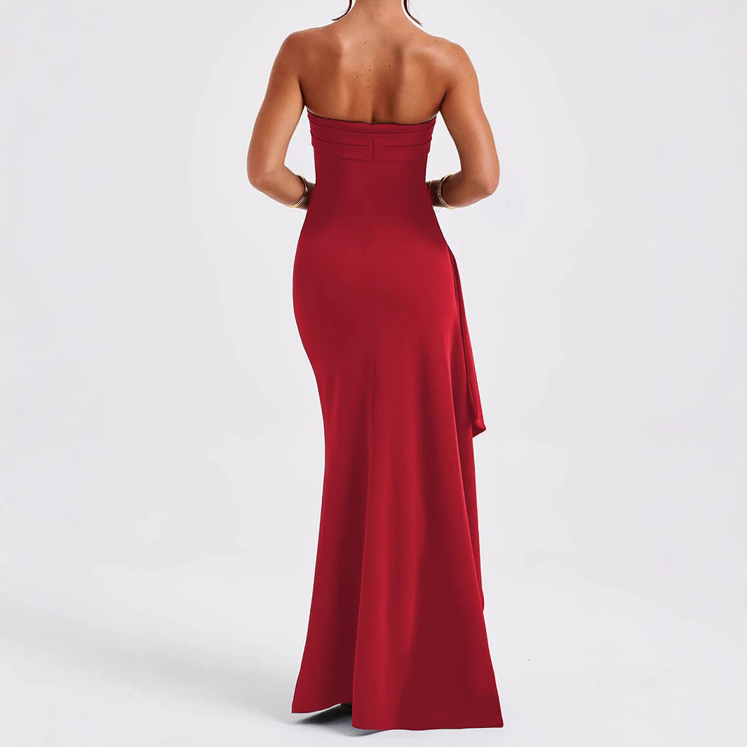 Women's Summer Sexy Tube Fashionable Slim High Slit Dress