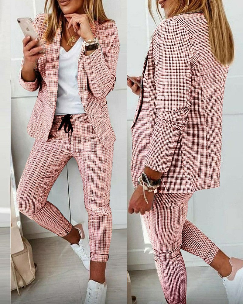 Women's Comfortable Innovative Pretty Plaid Casual Suits