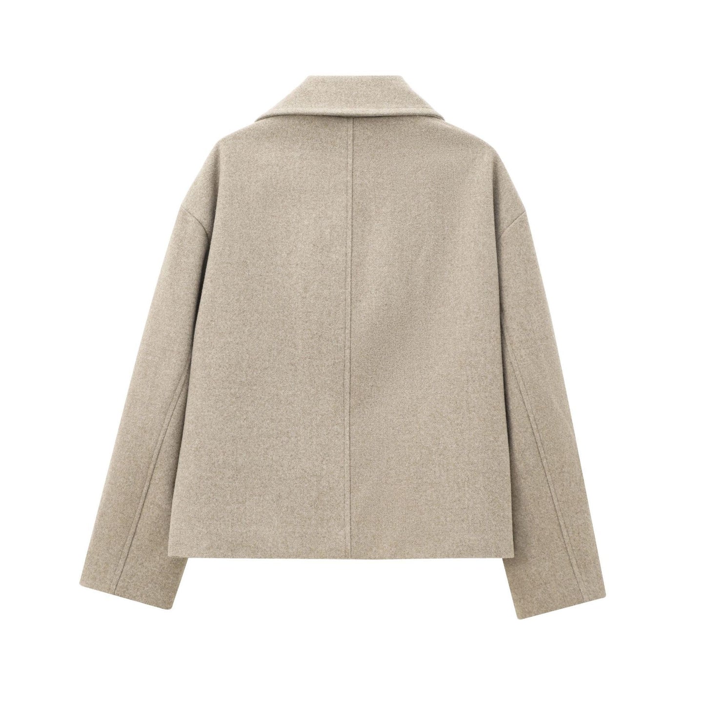 Women's Versatile Two-tone Double Breasted Wool Overcoat Coats