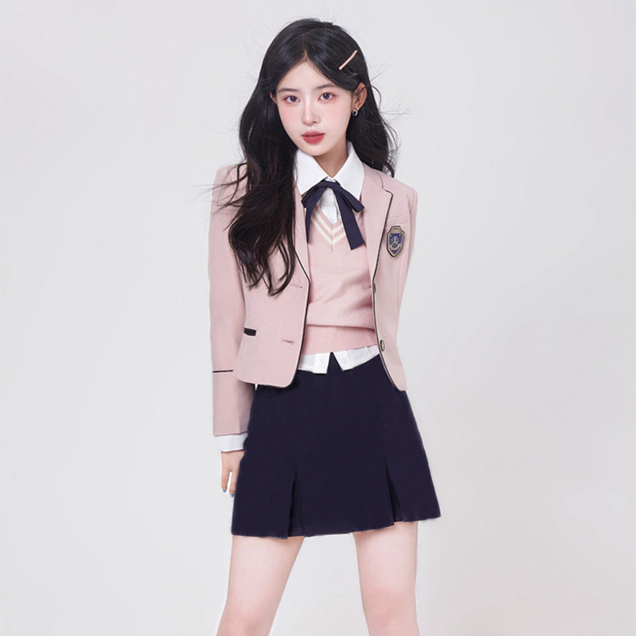 Women's Pink Korean Drama Preppy Style Autumn Women's Sweater