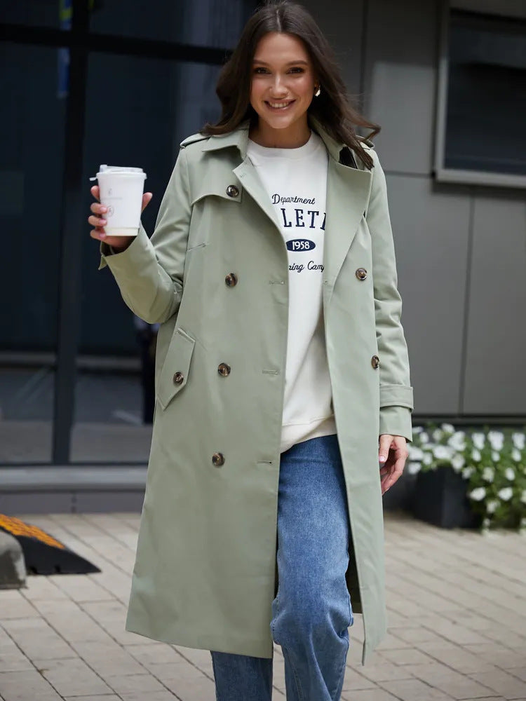 Women's Double Breasted Dust Classic British Style Jackets