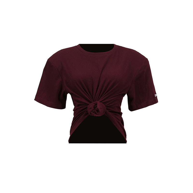 Women's Summer Fashion Round Neck Solid Color Minimalist Blouses