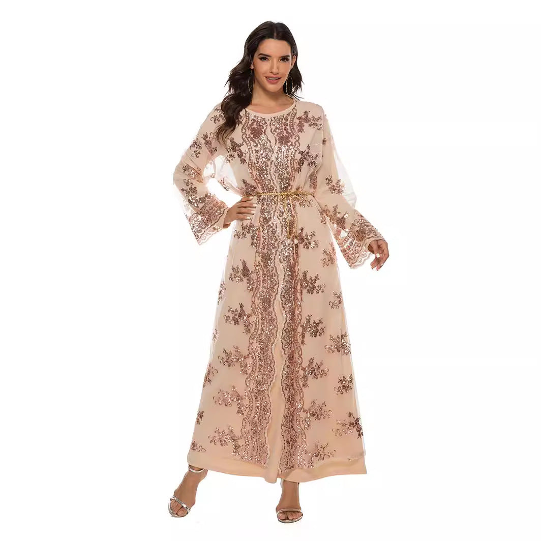 High Density Sequin Embroidery Long Elegant Dress
