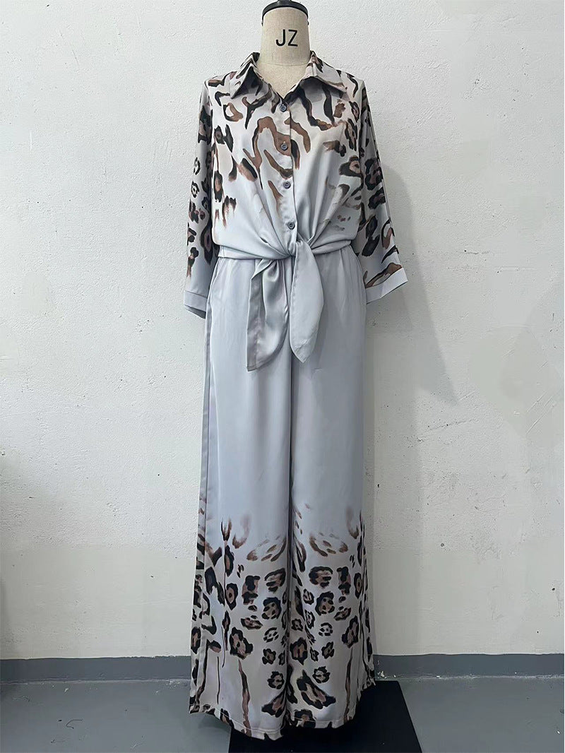 Summer Irregular Pattern Print Split Trousers Tops