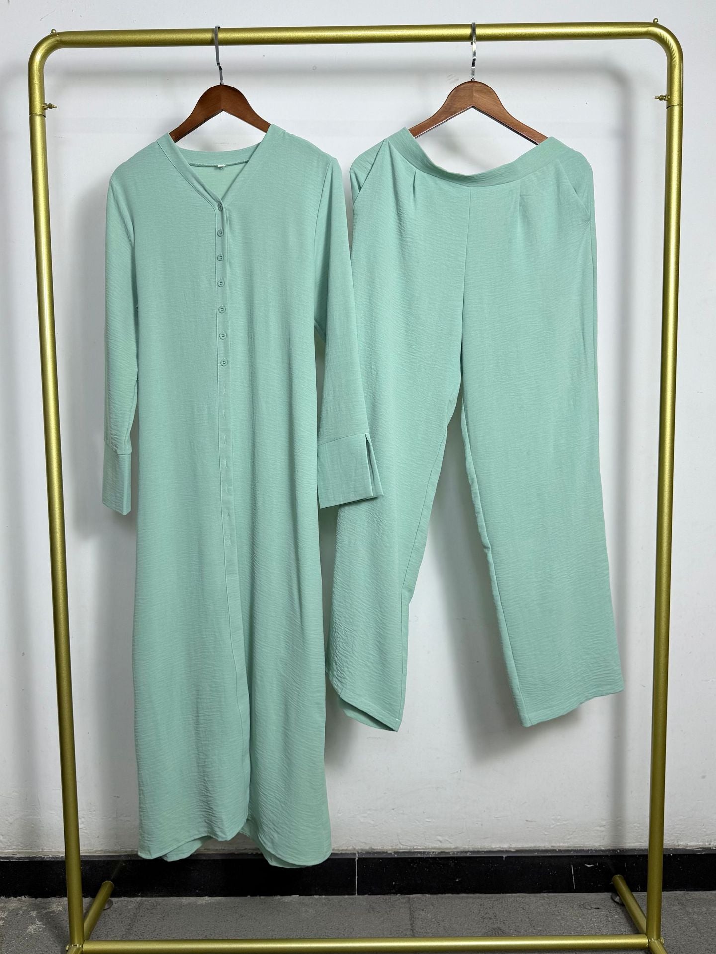 Elegant Long Shirt Two-piece Fashion Single-breasted Dress