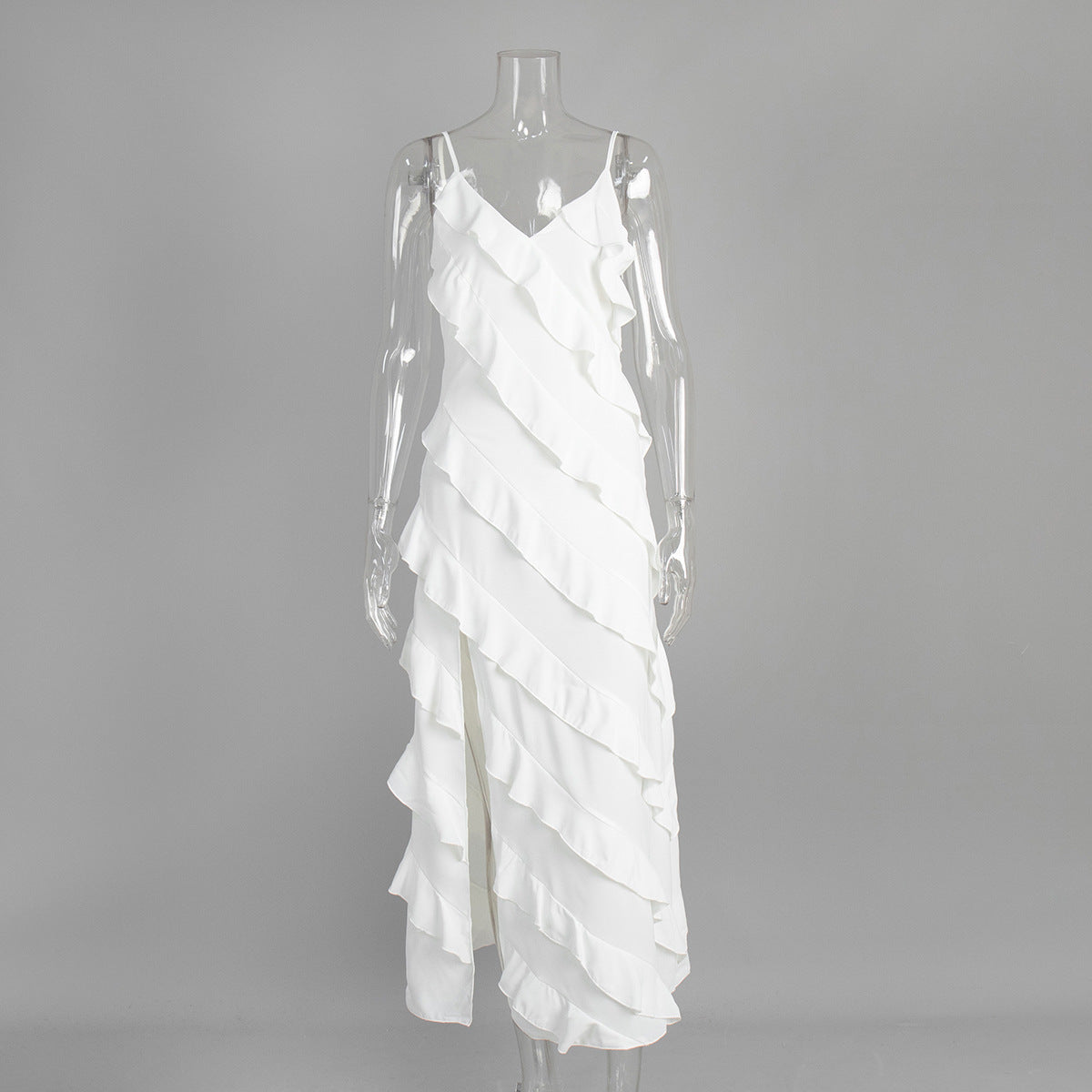 Ruffled Strap Long Dress Summer Sexy Dresses
