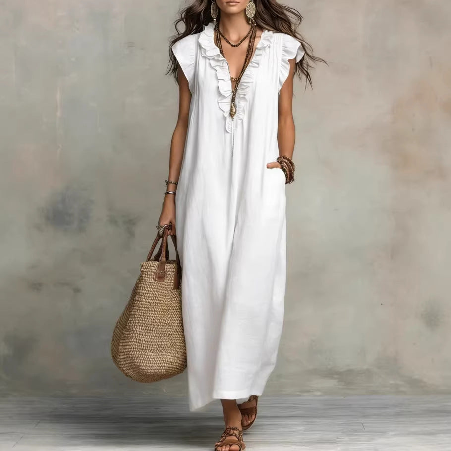 Glamorous Women's Loose Sleeveless Bohemian Summer Dress