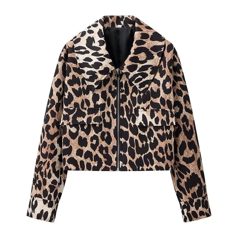 Women's American Printed Fashionable Loose Lamb Fur Coats