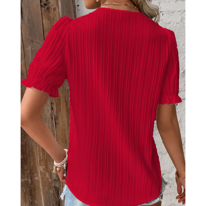 Women's Summer Holiday Fashion Short-sleeved Shirt Blouses