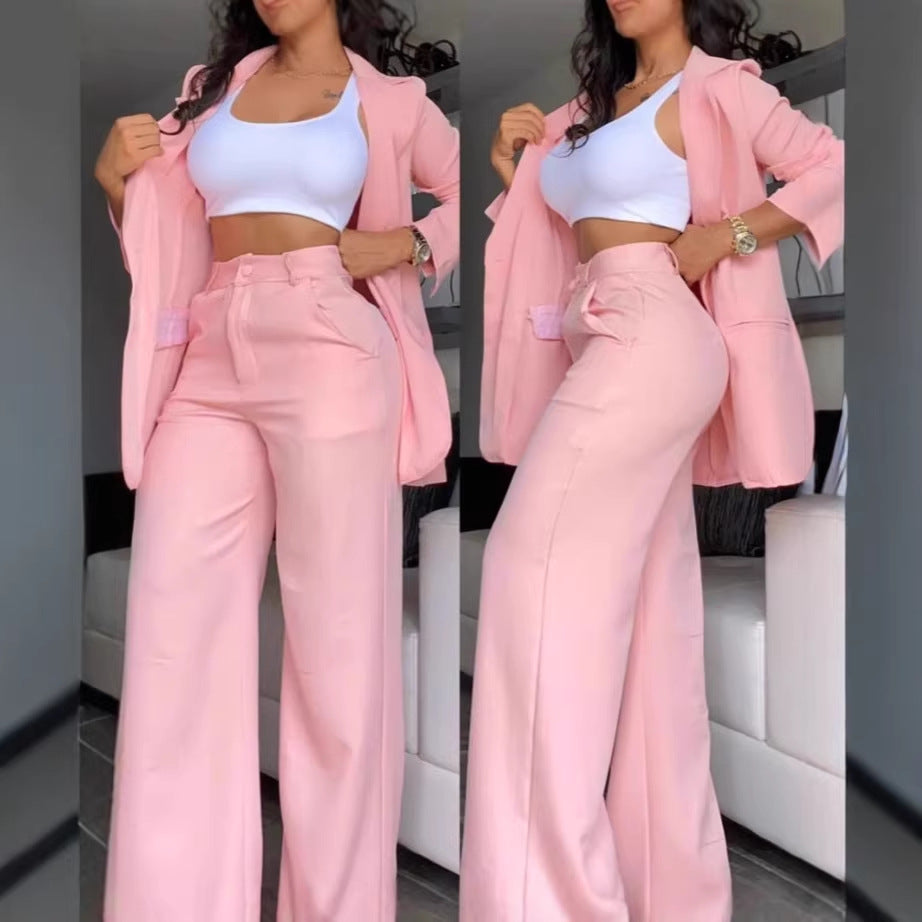 Women's Summer Elegant Pure Color Split Sleeve Suits