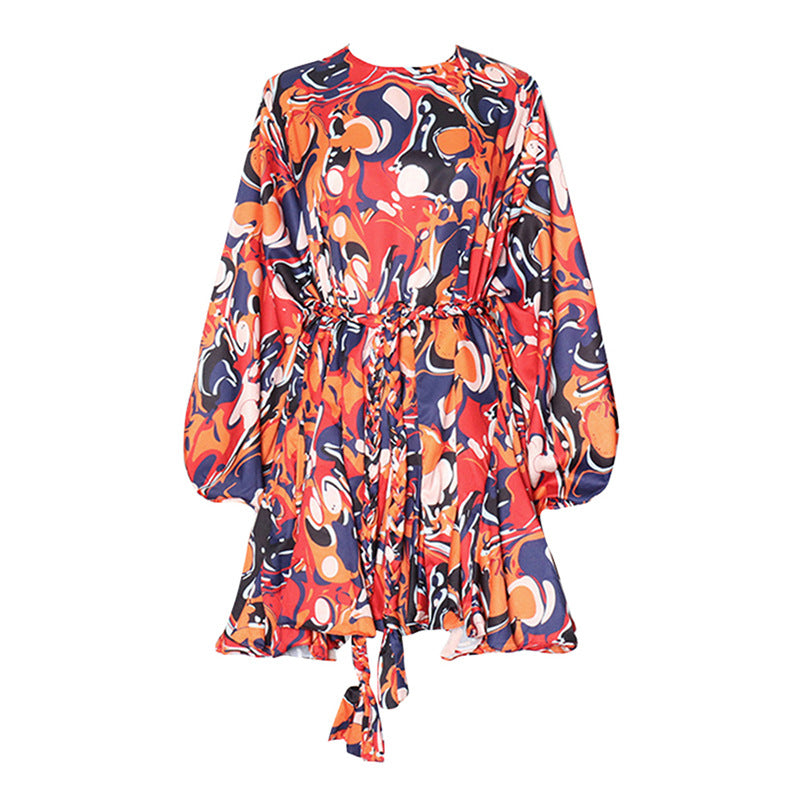 Women's Bohemian Retro Vacation Style Ruffled Waist Trimming Dresses