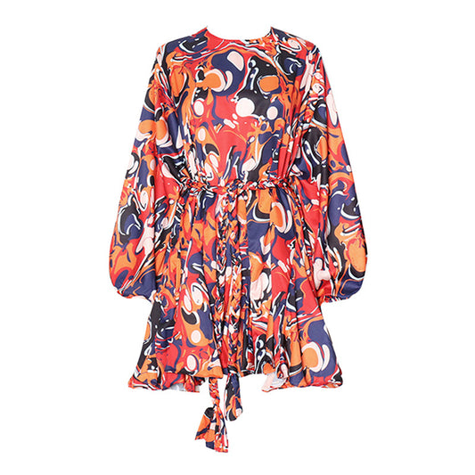 Women's Bohemian Retro Vacation Style Ruffled Waist Trimming Dresses