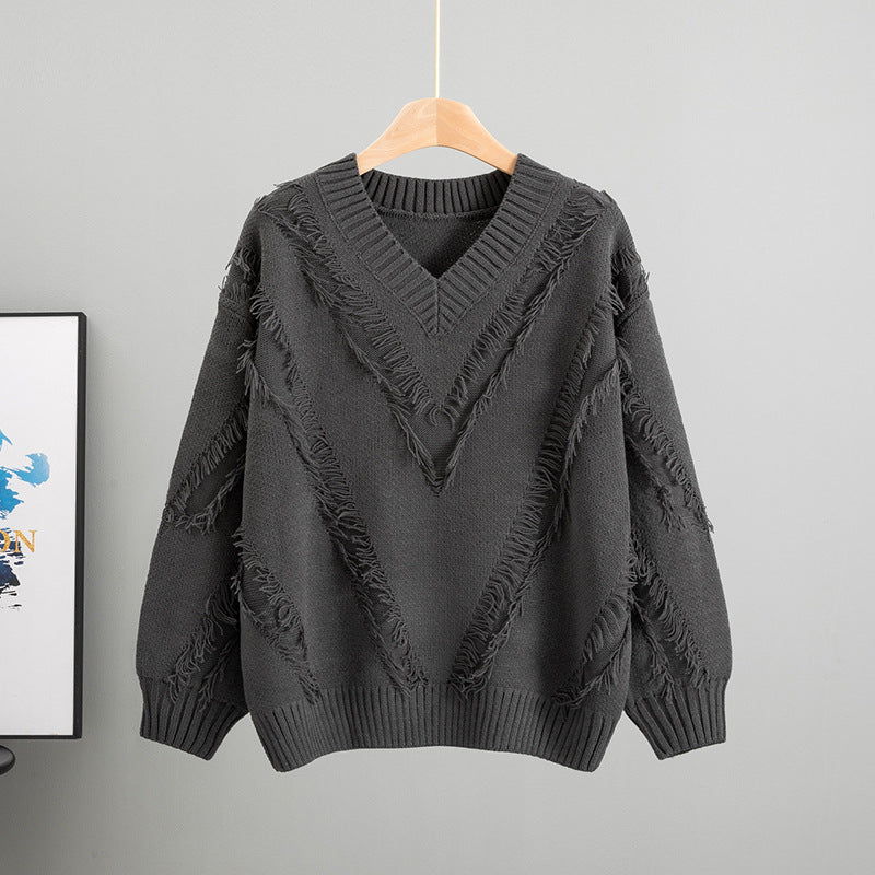 Women's Loose Knitted Idle Style Tassel For Fashionable Women's Sweater