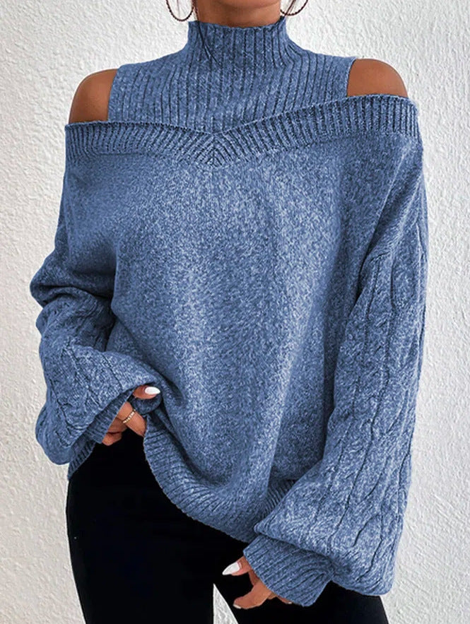 Casual Women's Mock Neck Loose Large Sweater