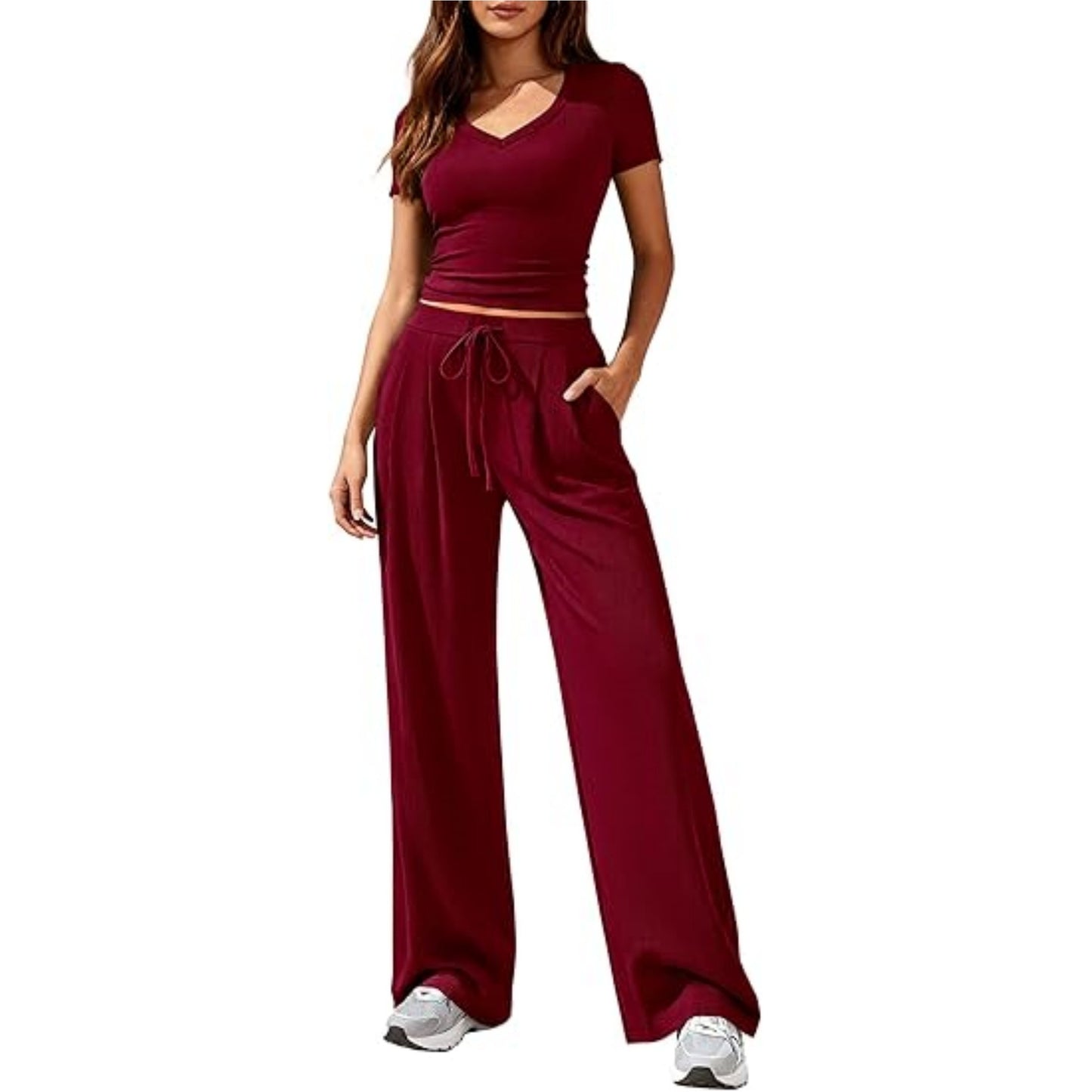 Women's Solid Color Wide Leg For Fashion Casual Suit