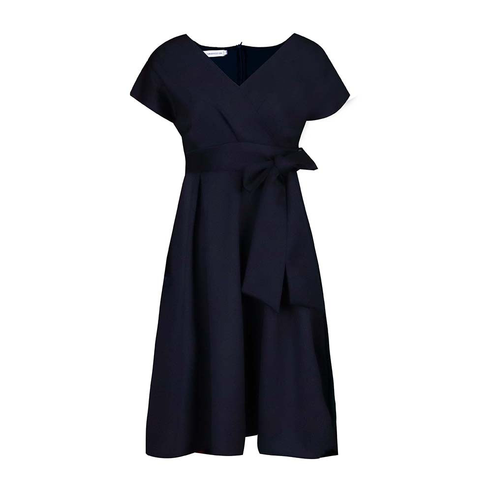 Color Waist Tight Bow Bandage Large Dress