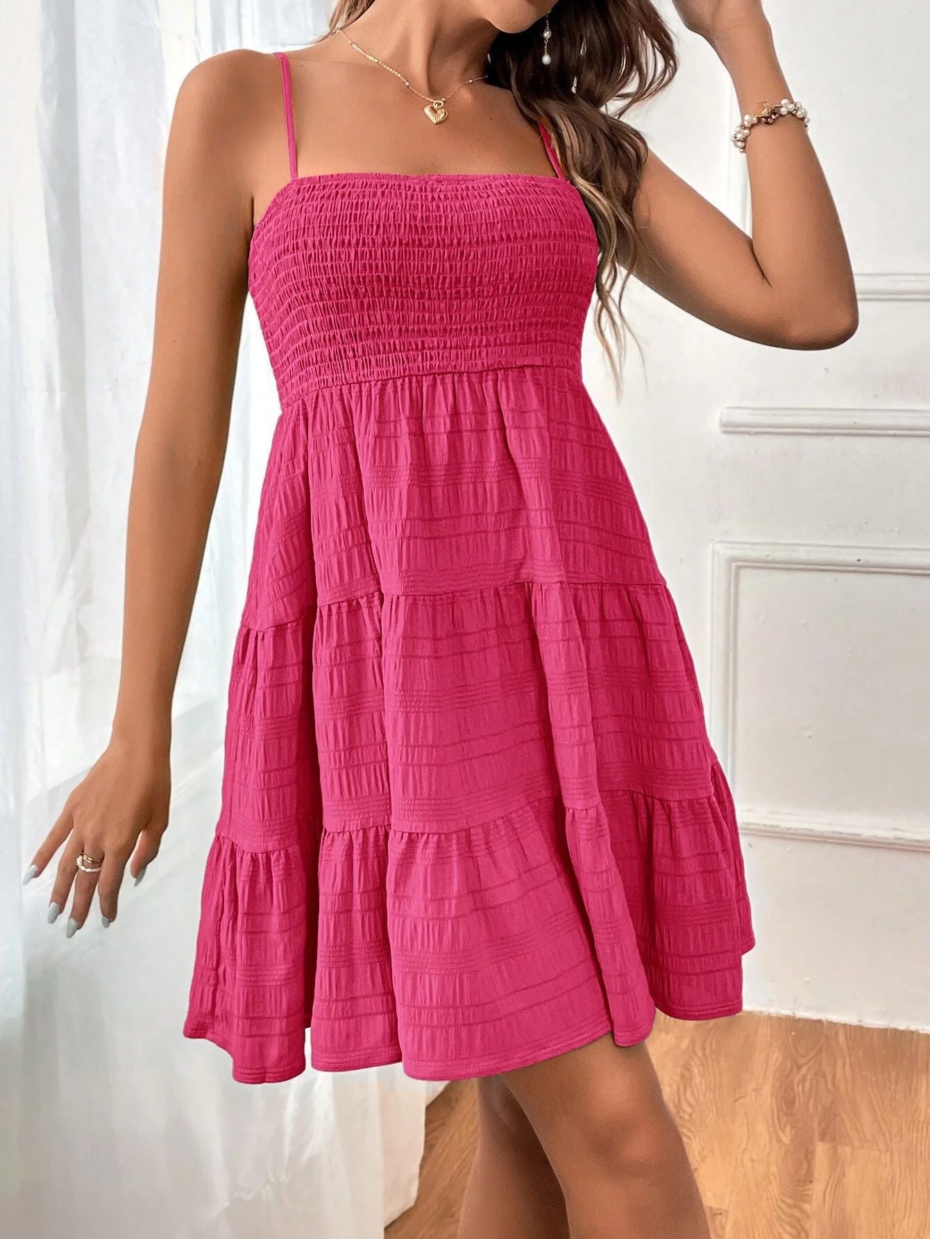 Women's Summer Camisole Pure Color Texture Dress Dresses