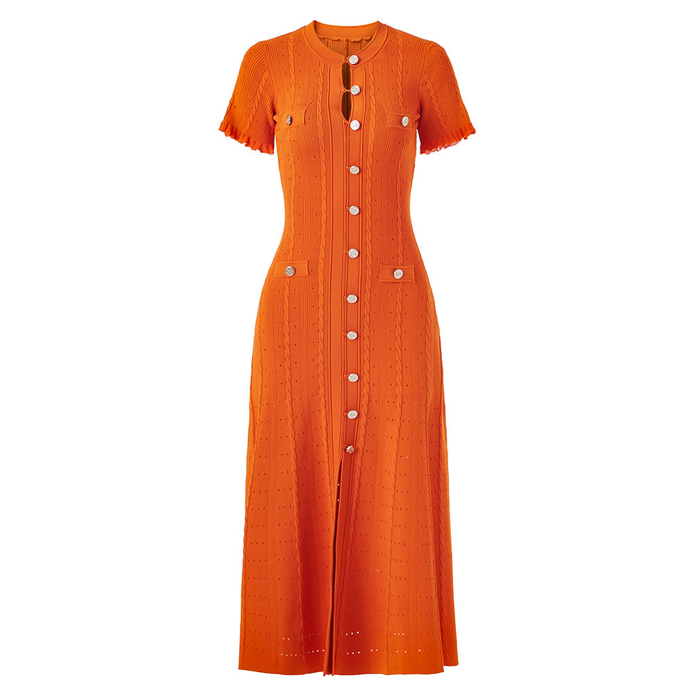High Quality French Style Temperament Sleeve Hollow Thread Dresses