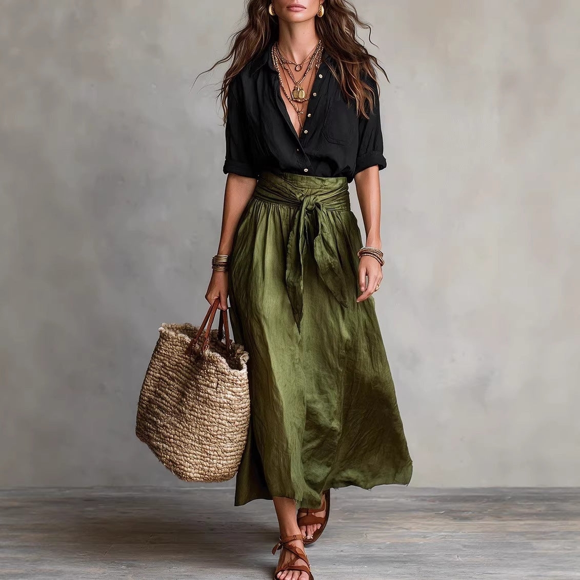 Women's Contrast Color Shirt Two-piece Set Fashion Casual Suit