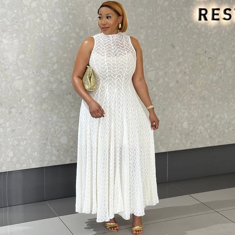 Women's Autumn Dignified Sense Of Design Round Neck Sleeveless Dresses