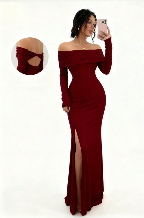 Autumn Long Sleeve Split Fashion Slim Dress