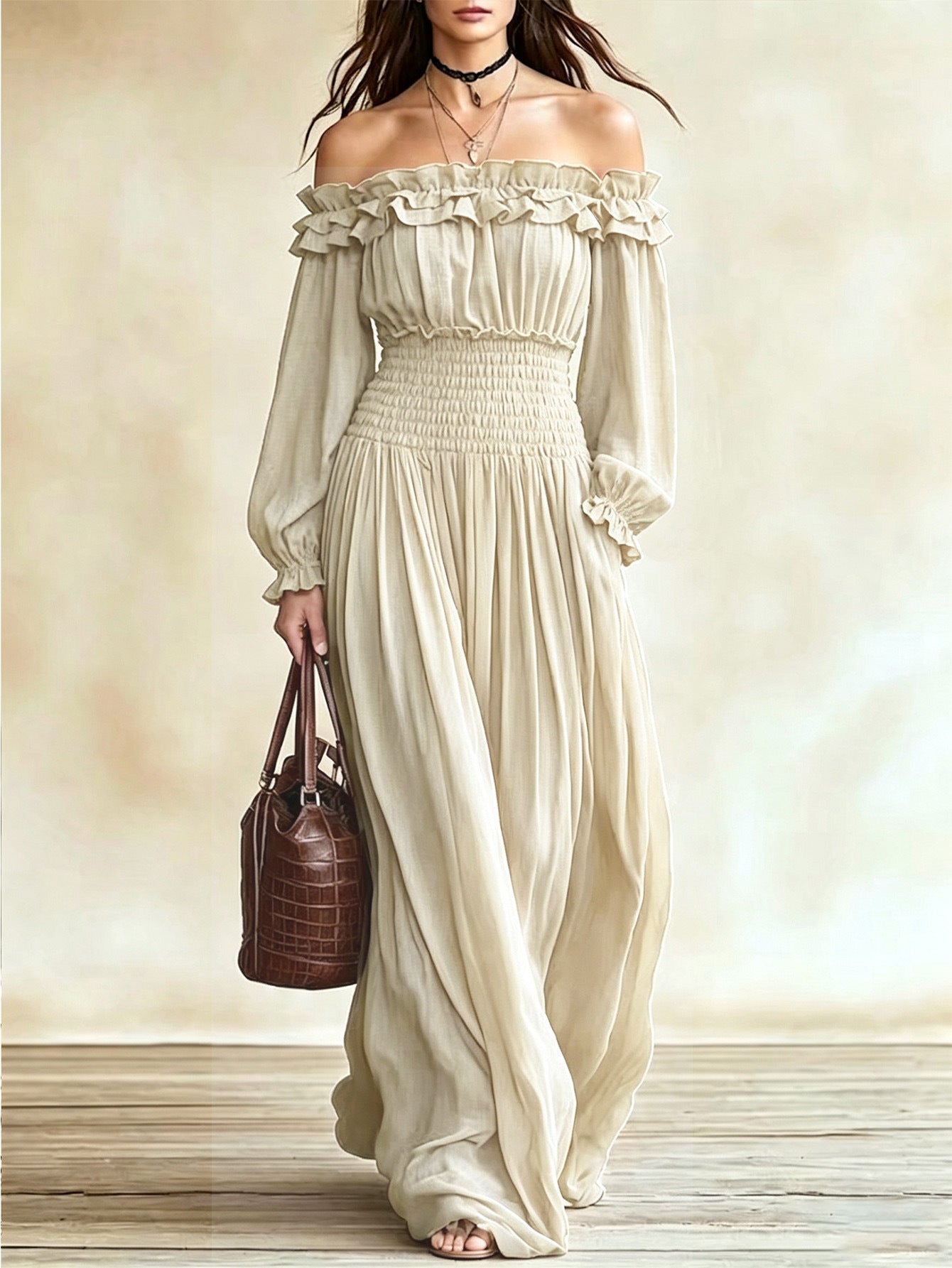 Women's Autumn Ruffled Long Sleeve Waist Clothing