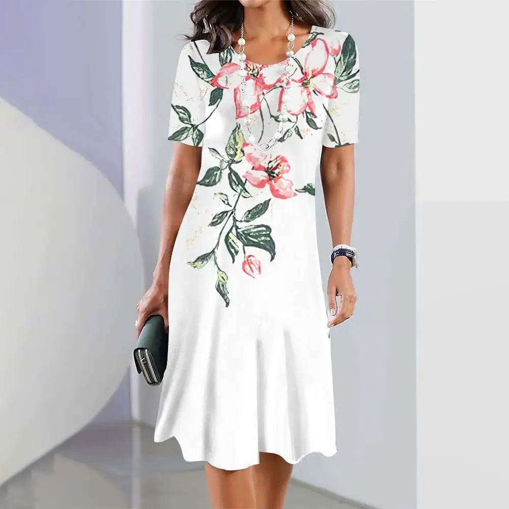 Women's Geometric Print Sleeve Clothes Summer Ladies Dresses