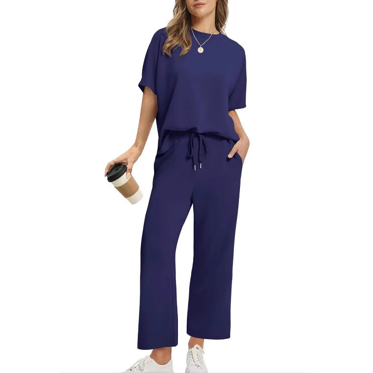 Pretty Popular Women's Short-sleeved Cropped Summer Fashion Casual Suit