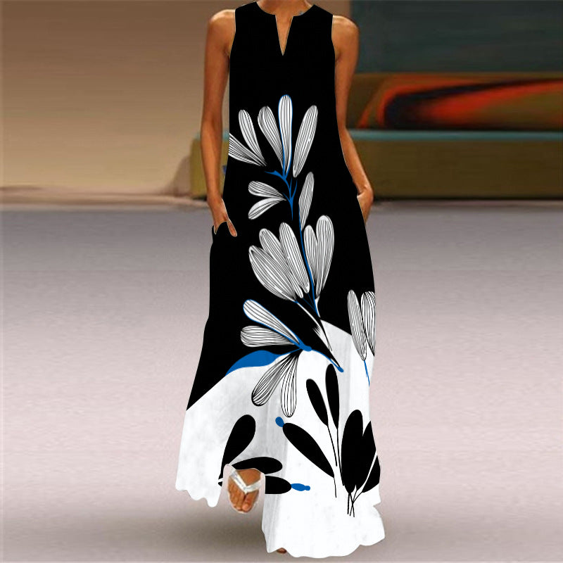 Women's Summer Sleeveless Dress Printed Emerald Dresses