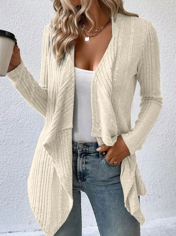 Women's Fashion Solid Color Knitted Placket Long Cardigans