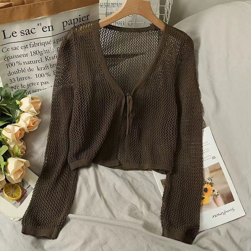 Tup Fresh Air Sun Protection Outerwear Thin Mesh Cutout Women's Sweater