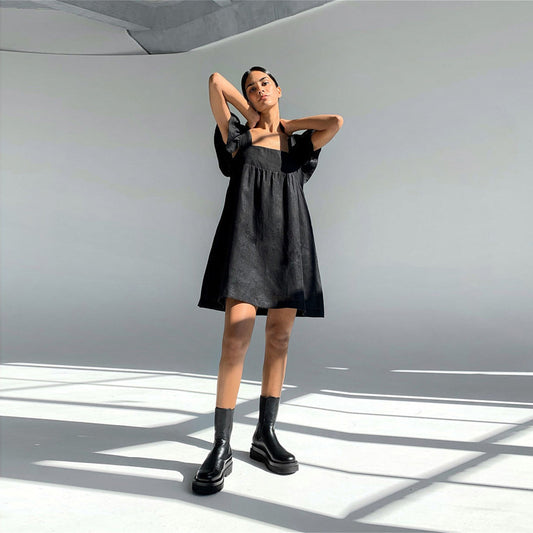 Women's Yellow Midi Dress Fashion Commuter Flying Sleeves Dresses