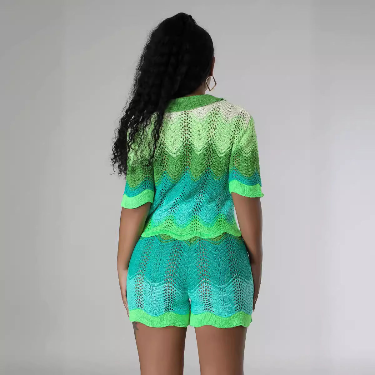 Classic Women's Spring Knitted Short-sleeved Two-piece Fashion Casual Suit