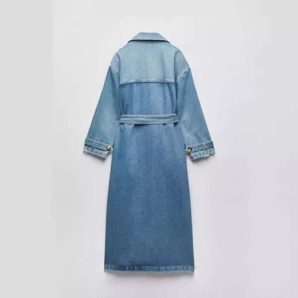 Women's Loose Double Breasted With Belt Denim Coats