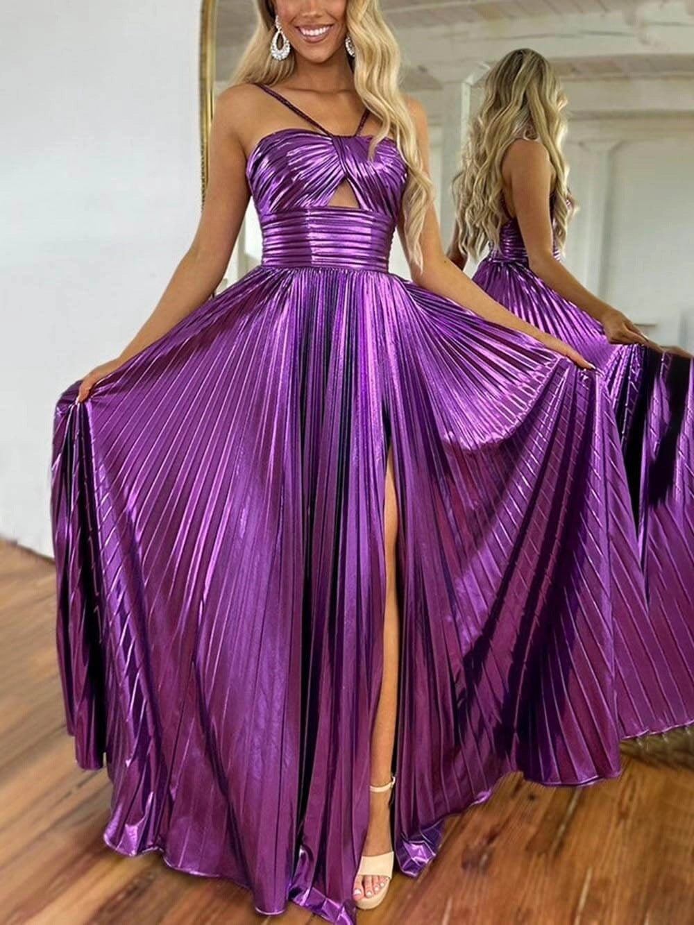 Women's Dress Sexy Split Sleeveless Bronzing Backless Dresses