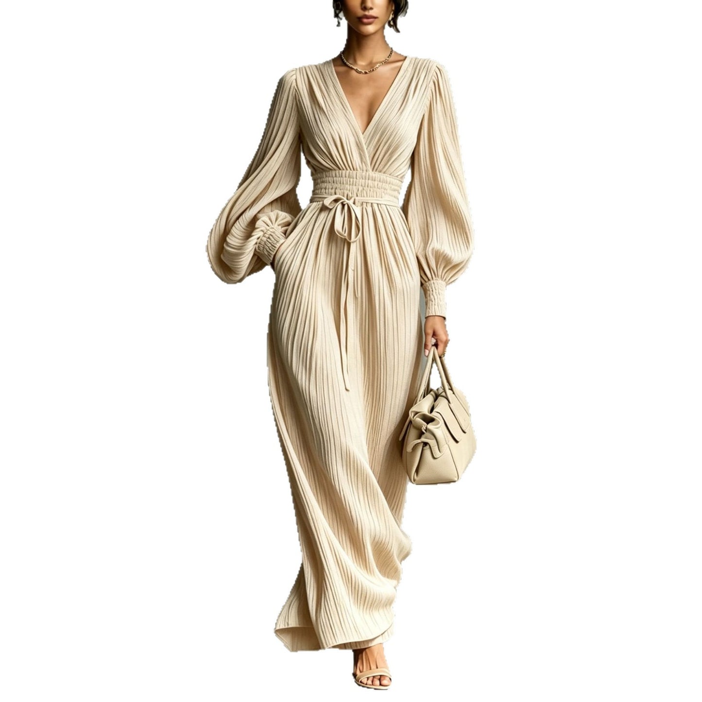 Solid Color Casual Comfortable Long Sleeves Dress