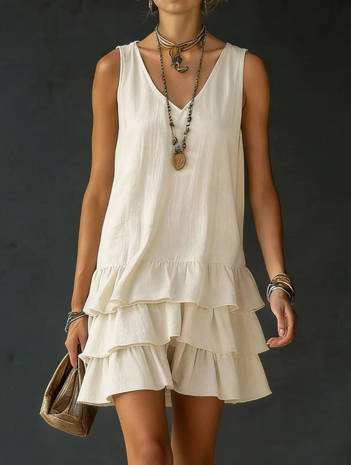Women's Fashion Wear Loose Casual Solid Color Side Dress