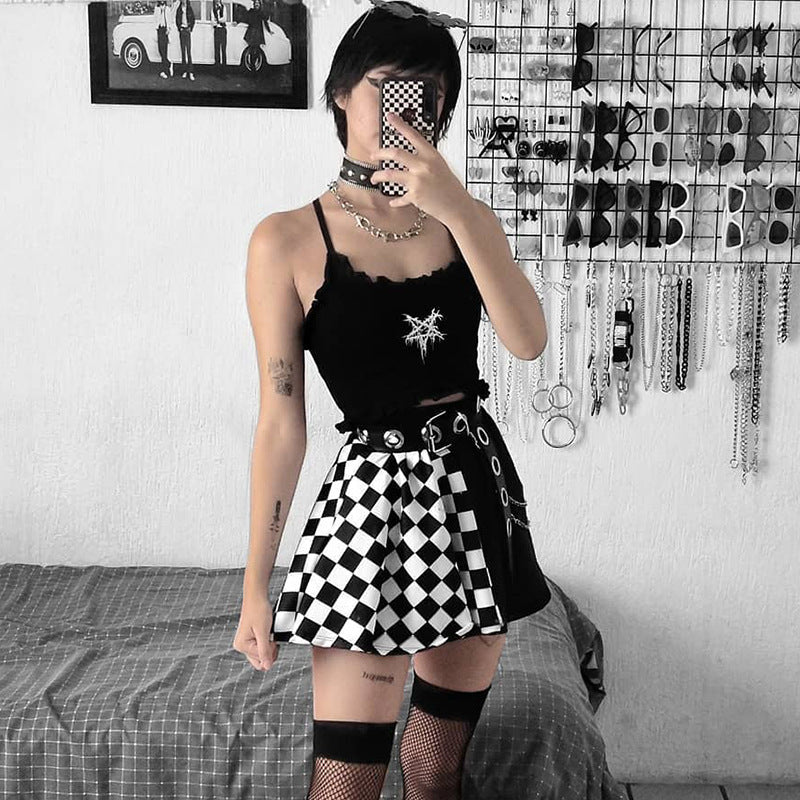 Women's Dark Fashion Summer Stitching French High Skirts