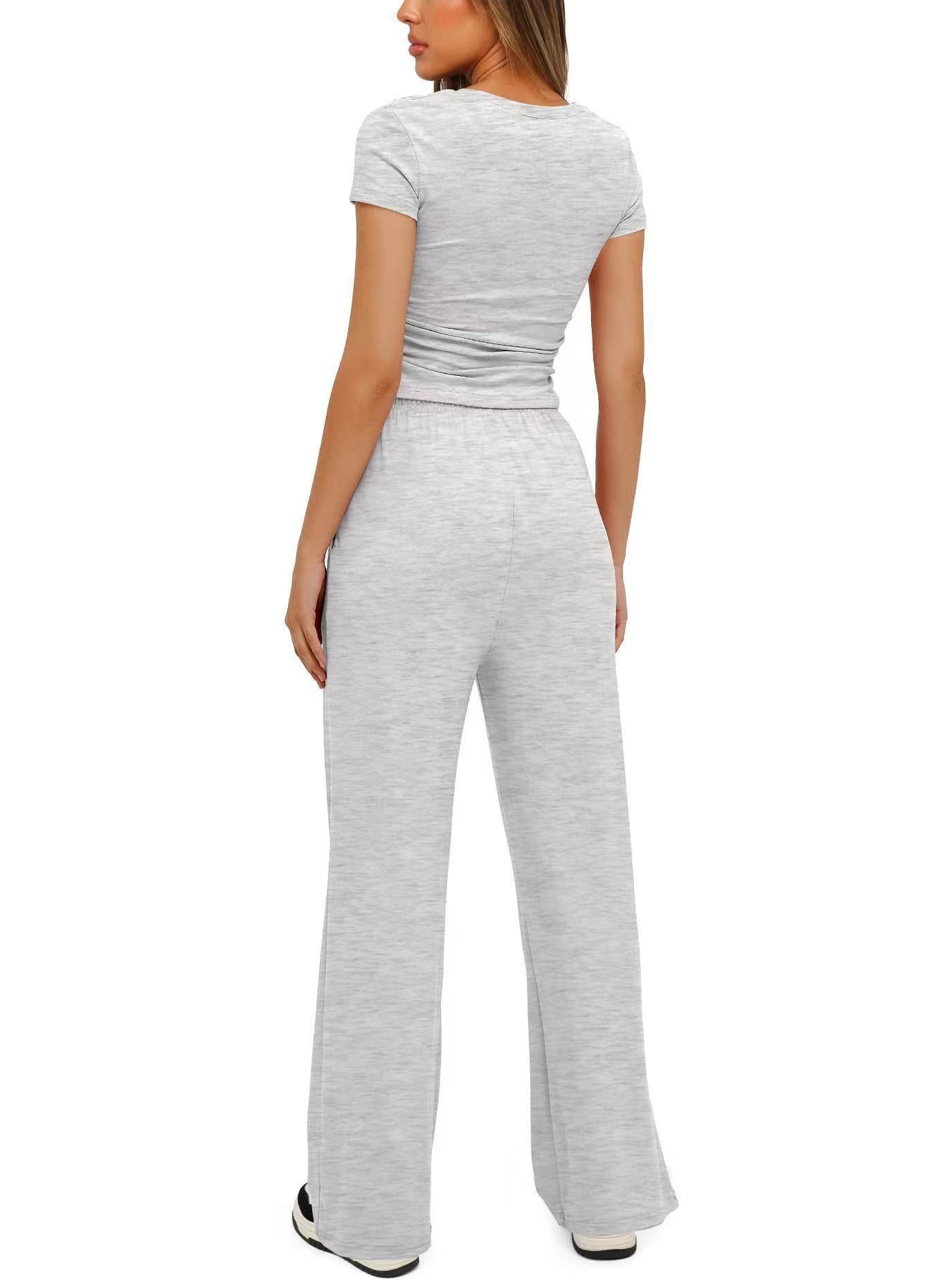 Beautiful Versatile Women's Two-piece Pleated Short-sleeved Fashion Casual Suit