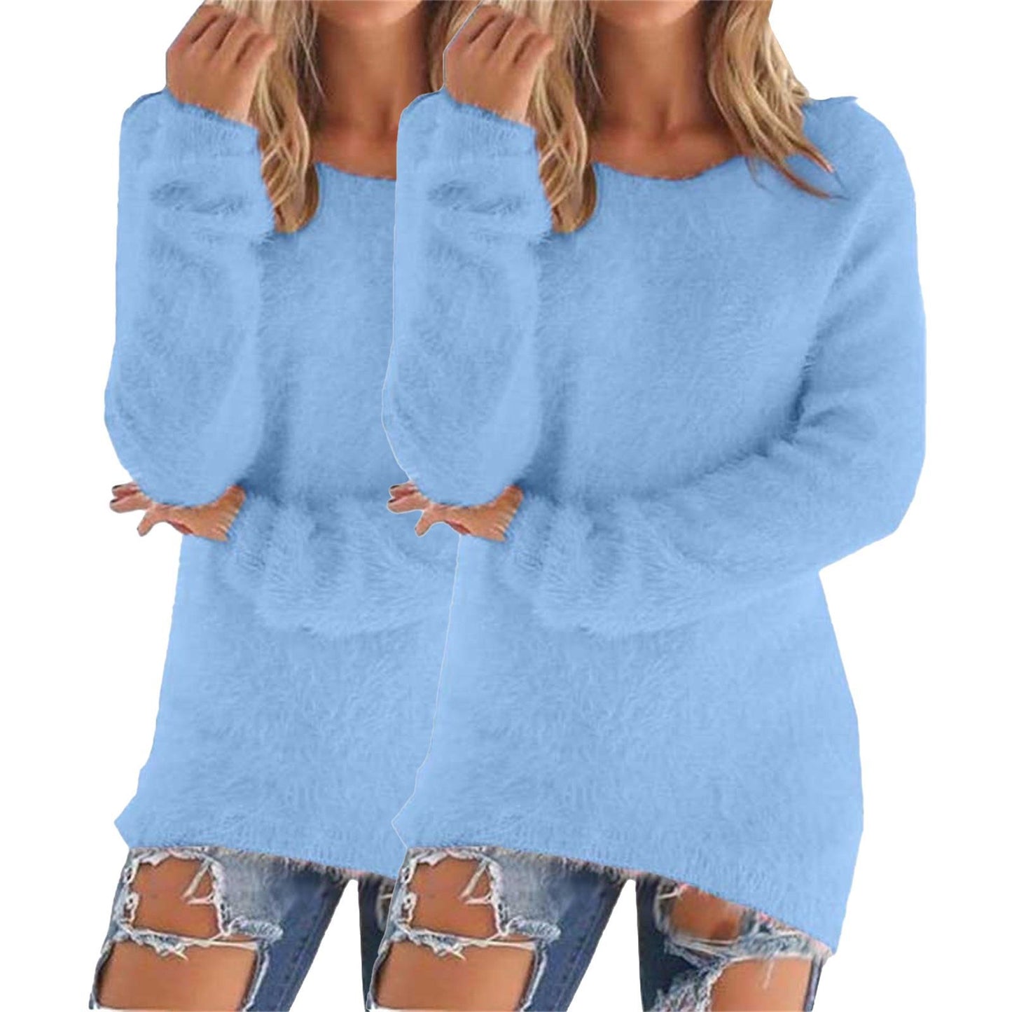Women's Fashion Wear Winter Round Neck Fleece Sweater