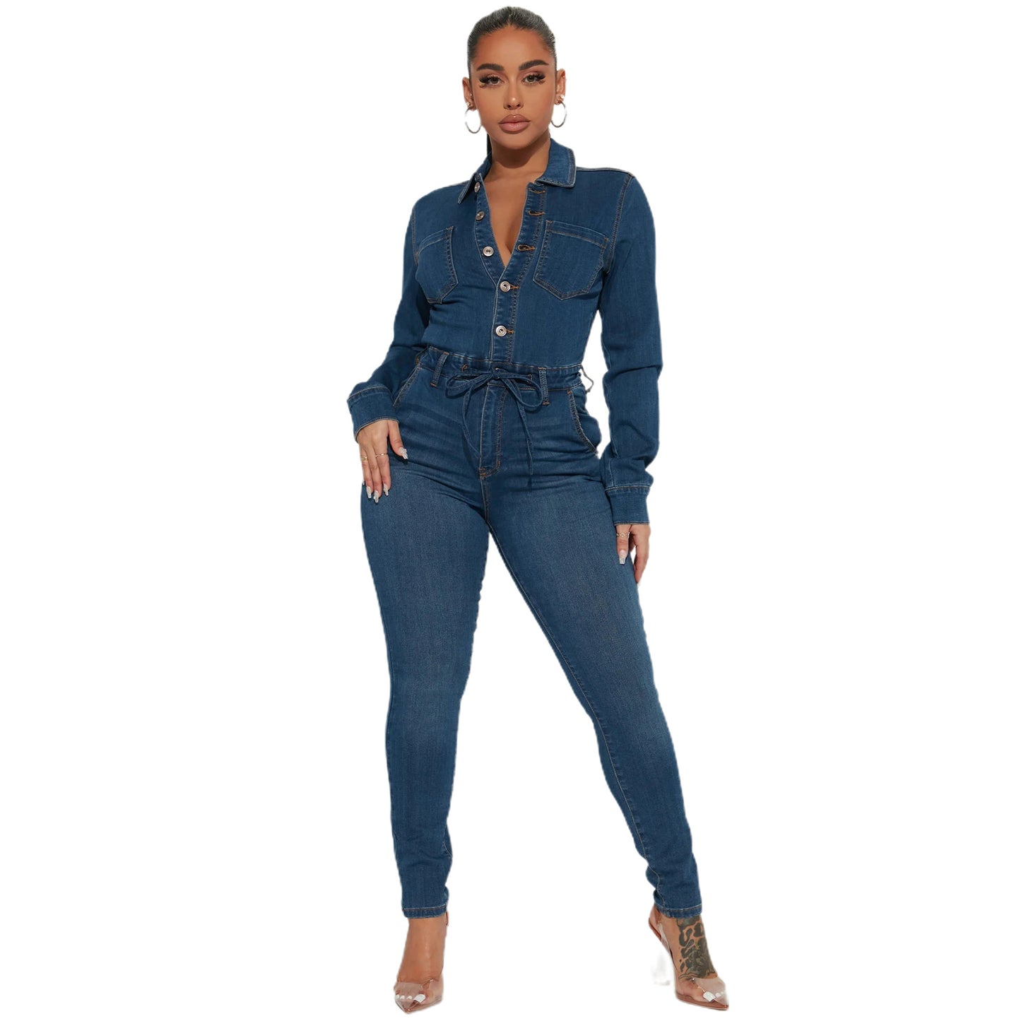 Sexy Fashion Long Sleeve High Elastic Jumpsuits