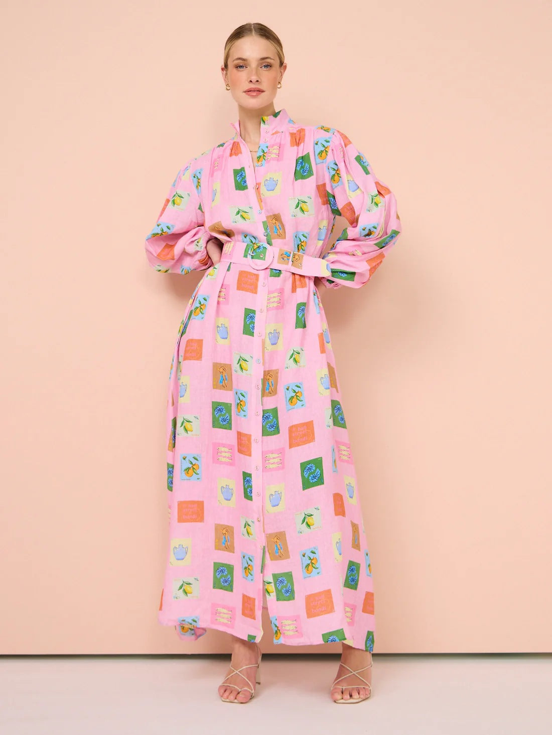 Long Casual Lantern Sleeve Fashion Printing Dress