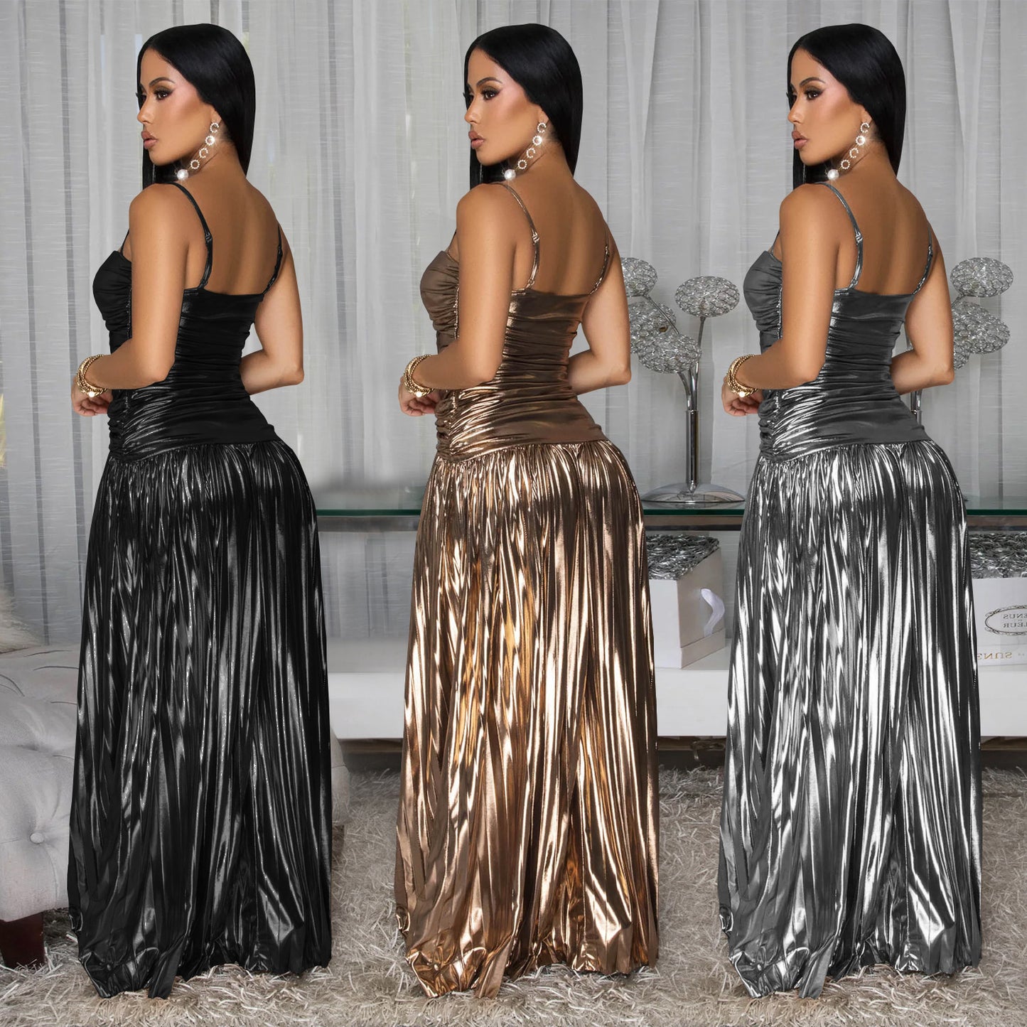Women's Wear Sexy Sling Elegant Prom Glitter Dresses