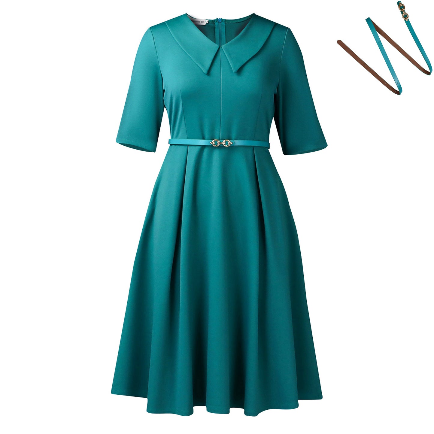 Women's Fashion Elegant Solid Color Half Sleeve Dress